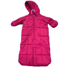 Baby Gap 0-3 Mo Bright Pink WARM BUNTING Puffer Fleece Snow Suit Baby Girl